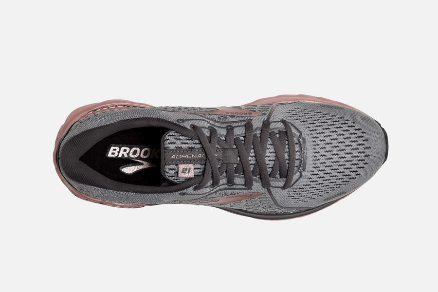 Brooks Running Shoes Womens Dark Grey/Pink - Adrenaline GTS 21 Road - 0976-EBWGX